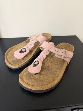 Braided Pink Suede Sandals